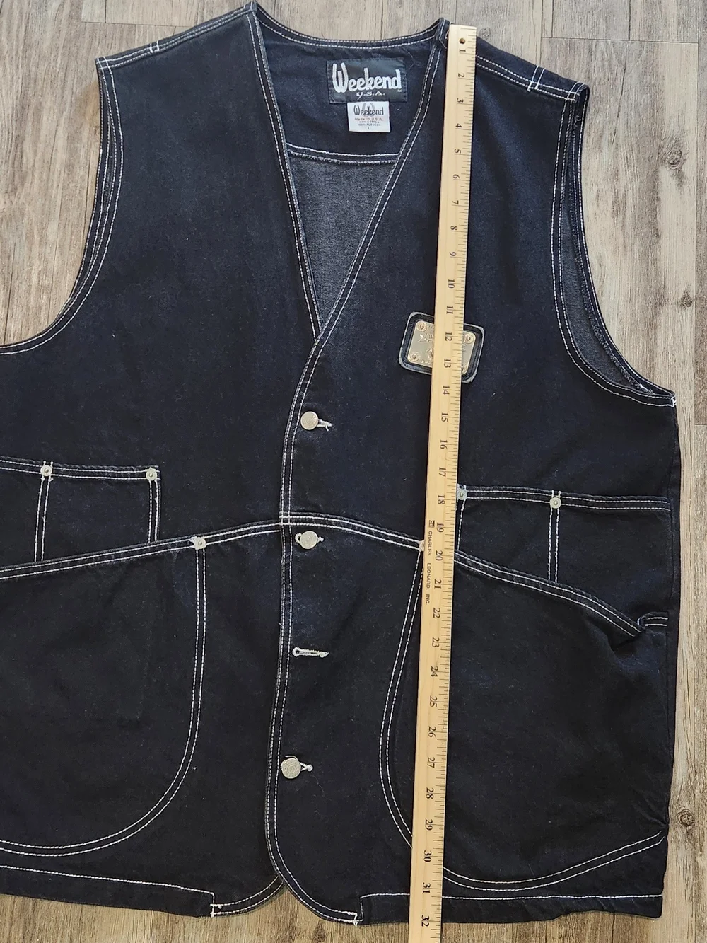 Vintage Karl Kani JNCO style denim Utility vest Black 2XL fit (Large).